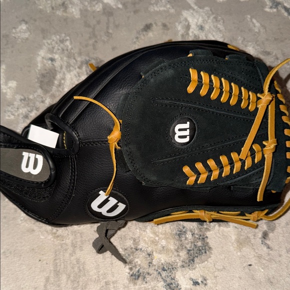 Wilson Black Baseball Glove with Yellow Laces